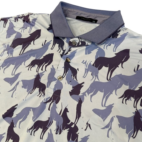 Greyson Other - Greyson Polo Shirt Men XXL Blue Wolf Print Performance‎